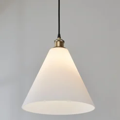Arthur Cone Pendant - Small - White Glass