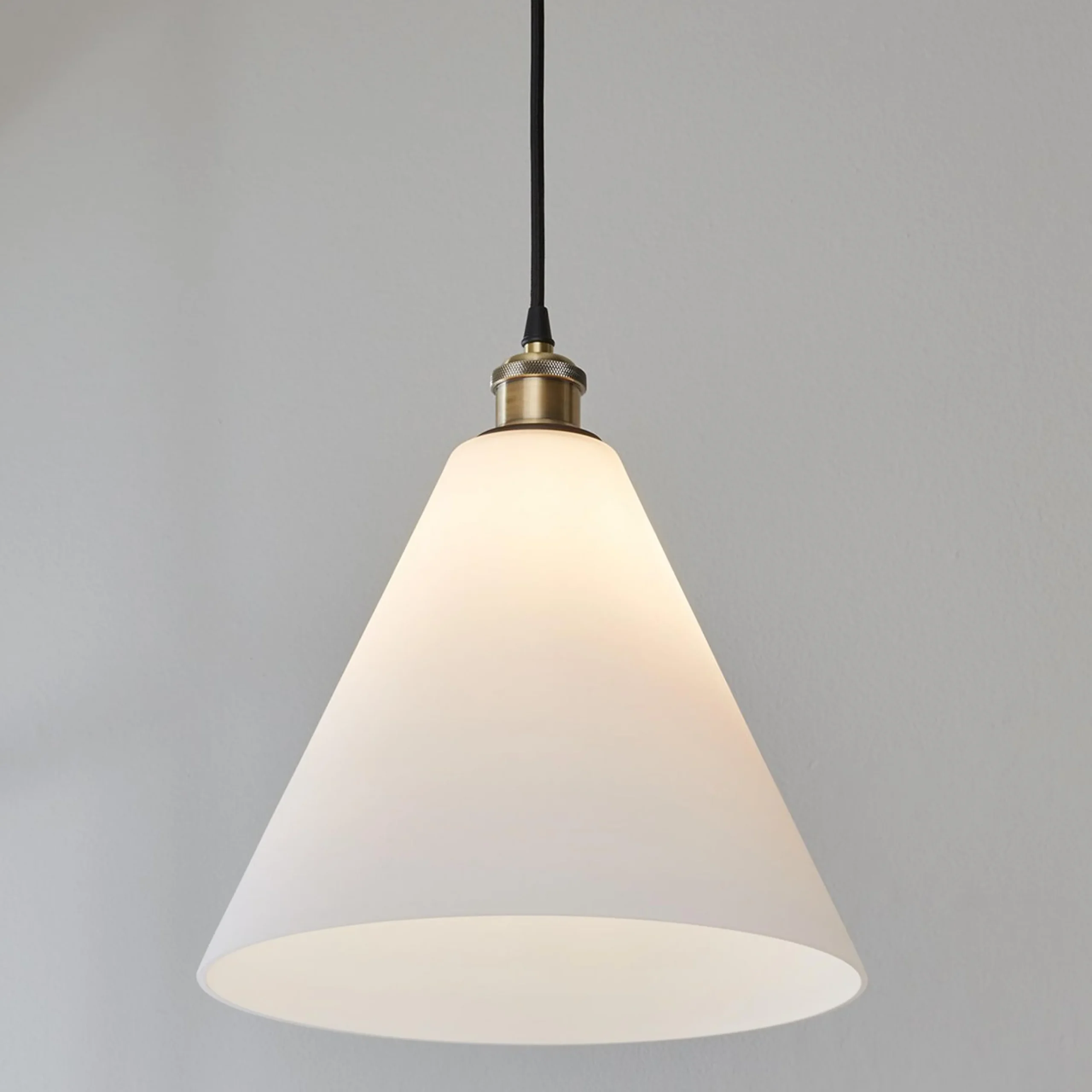 Arthur Cone Pendant - Small - White Glass