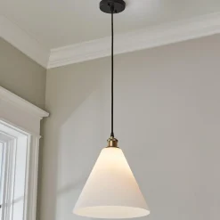 Arthur Cone Pendant - Small - White Glass