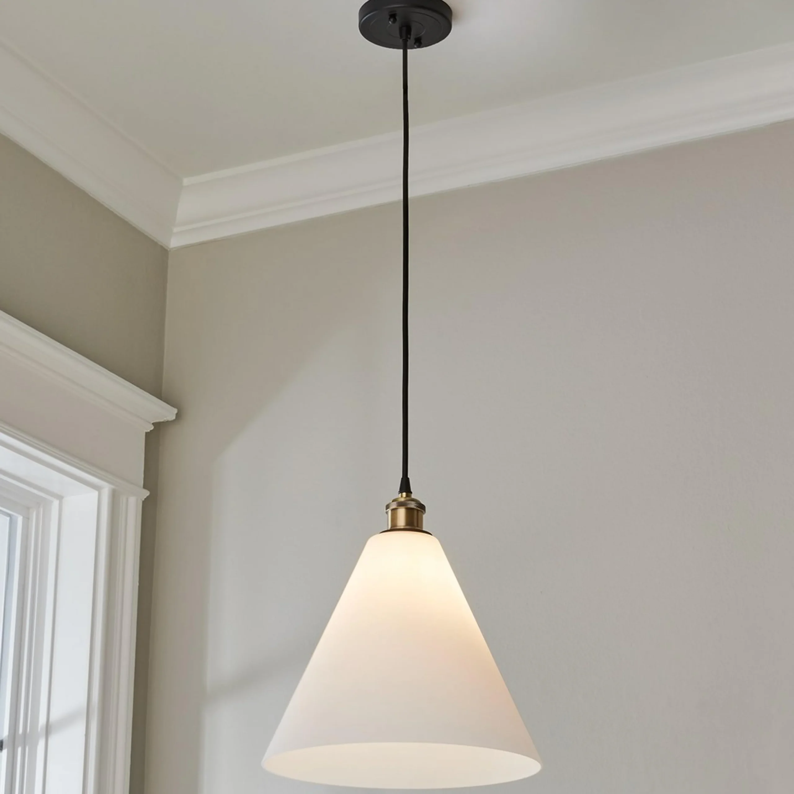 Arthur Cone Pendant - Small - White Glass