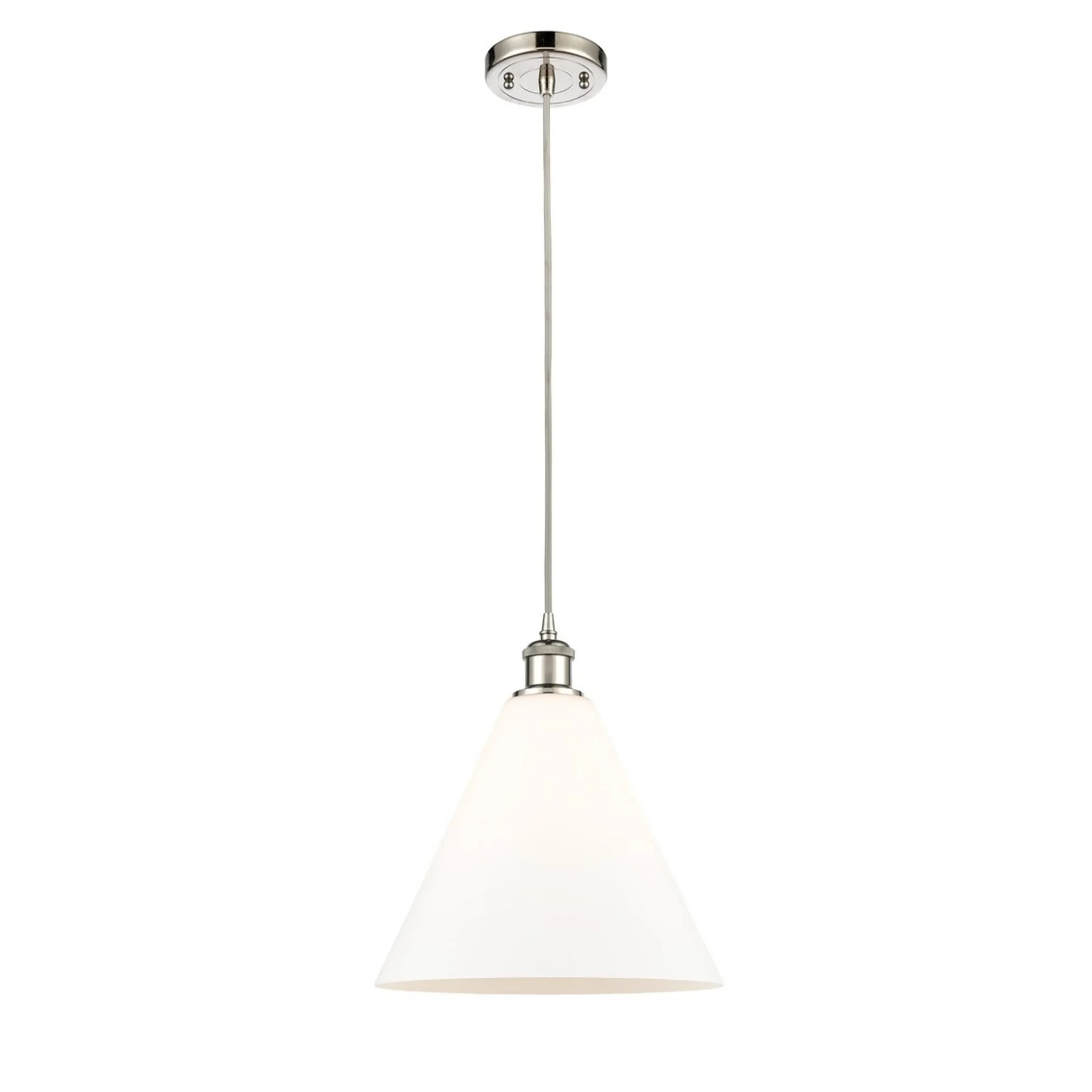Arthur Cone Pendant - Small - White Glass
