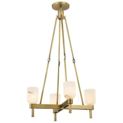 Aurind Cross Chandelier - 4 Light - Alabaster
