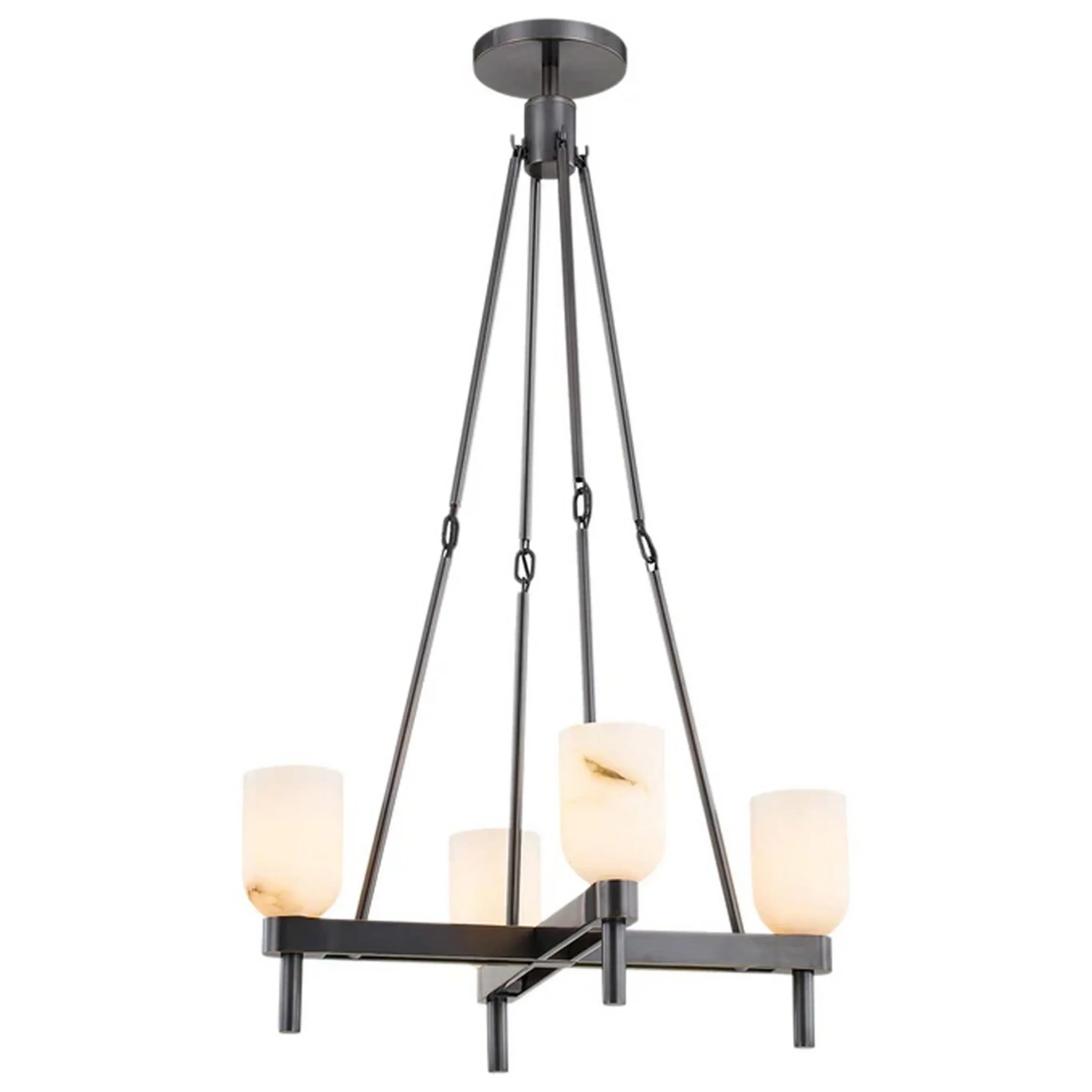 Aurind Cross Chandelier - 4 Light - Alabaster