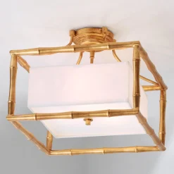 Bamboo Square Semi-Flush Ceiling Light