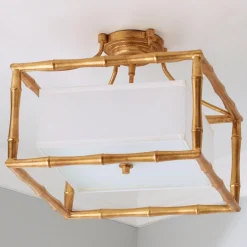 Bamboo Square Semi-Flush Ceiling Light