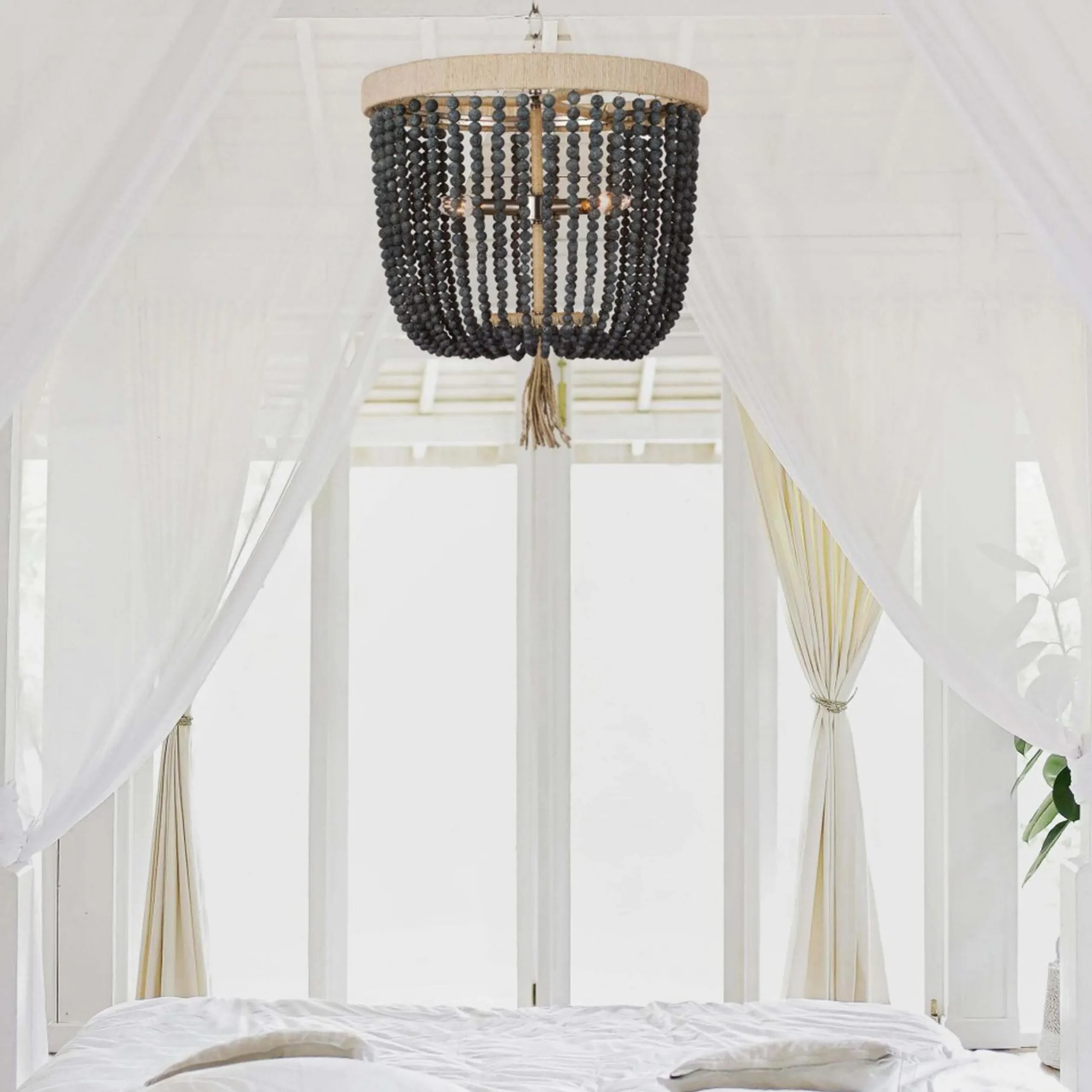 Boho Cottage Chandelier - Rounded Stone
