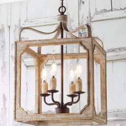 Boho Rustic Cube Chandelier - Small