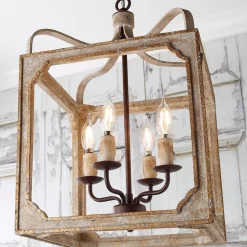 Boho Rustic Cube Chandelier - Small