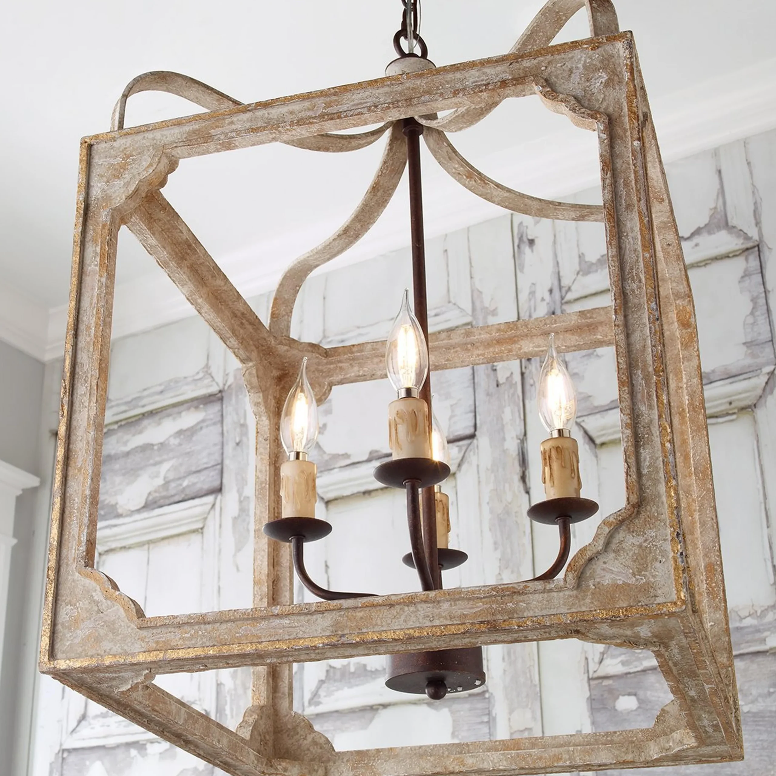 Boho Rustic Cube Chandelier - Large