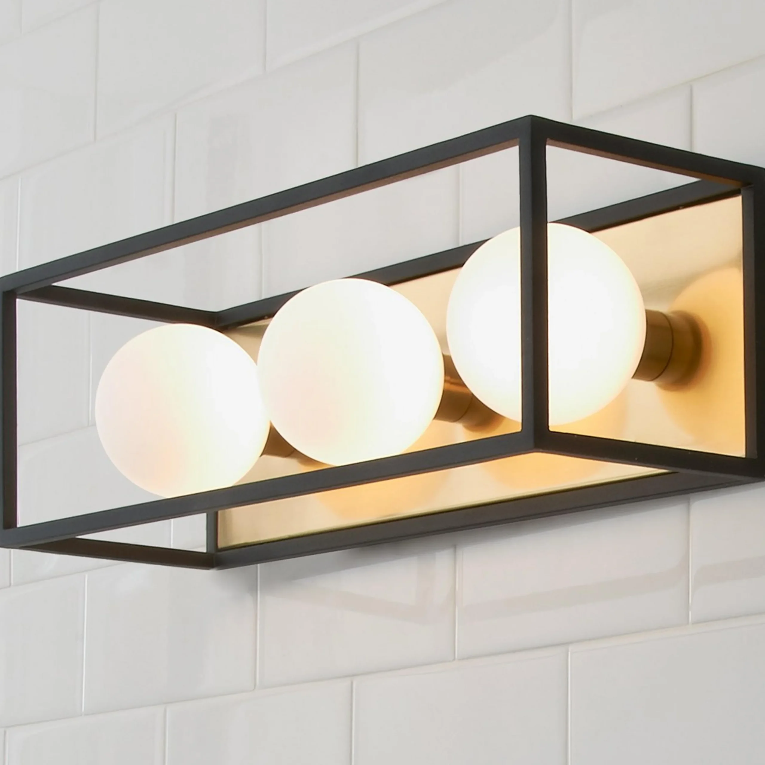 Boxed Globe Vanity Light -3 Light