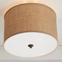 Burlap Drum Shade Ceiling Light