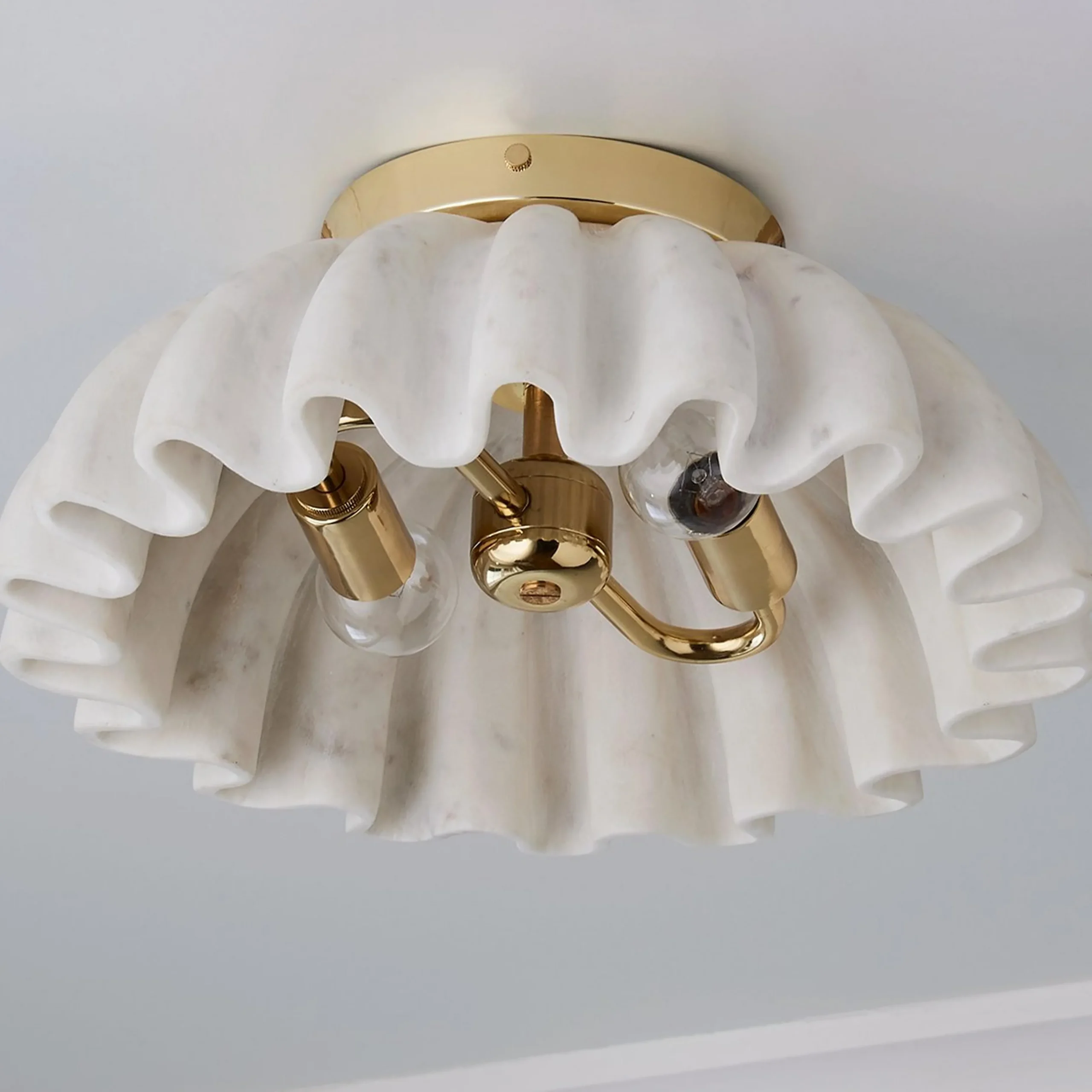 Carved Marble Ruffle Ceiling Light