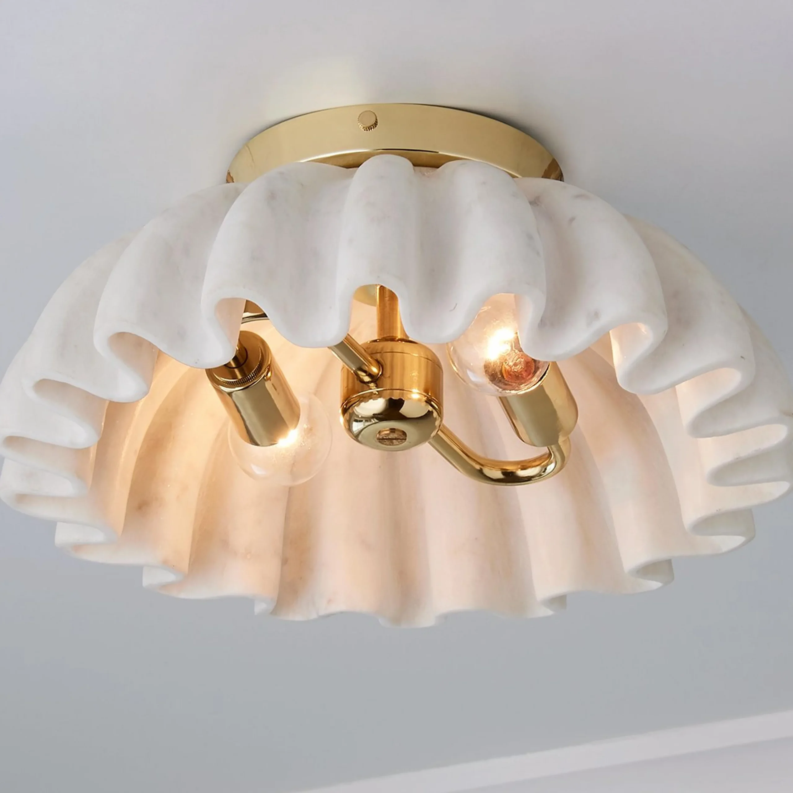 Carved Marble Ruffle Ceiling Light