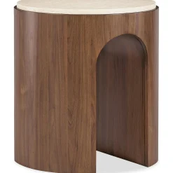 Cecily Side Table - Wood and Marble