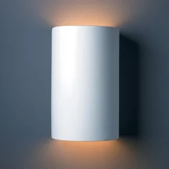 Ceramic Cylinder Outdoor Sconce - Large - Bisque