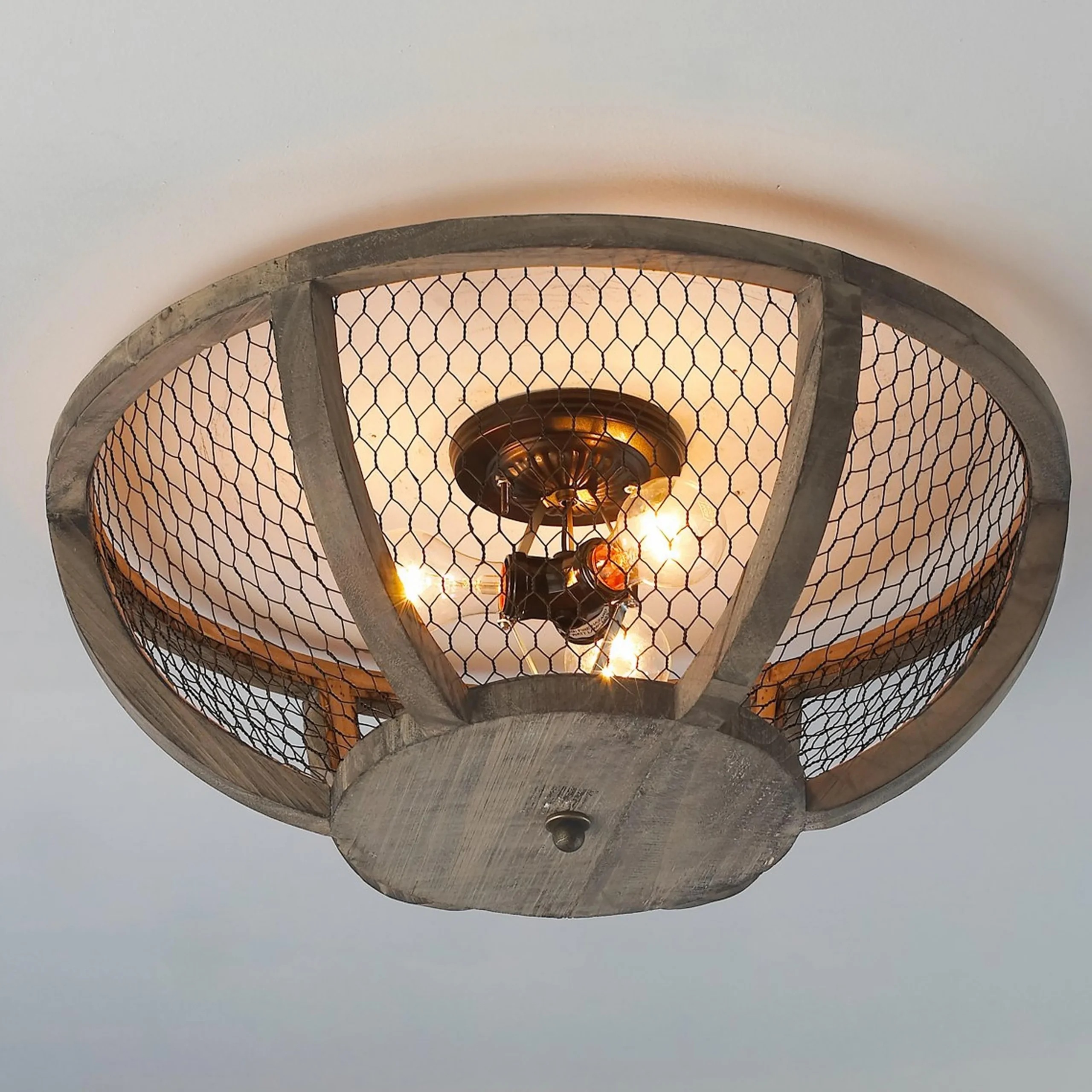 Chicken Wire Basket Ceiling Light - Small