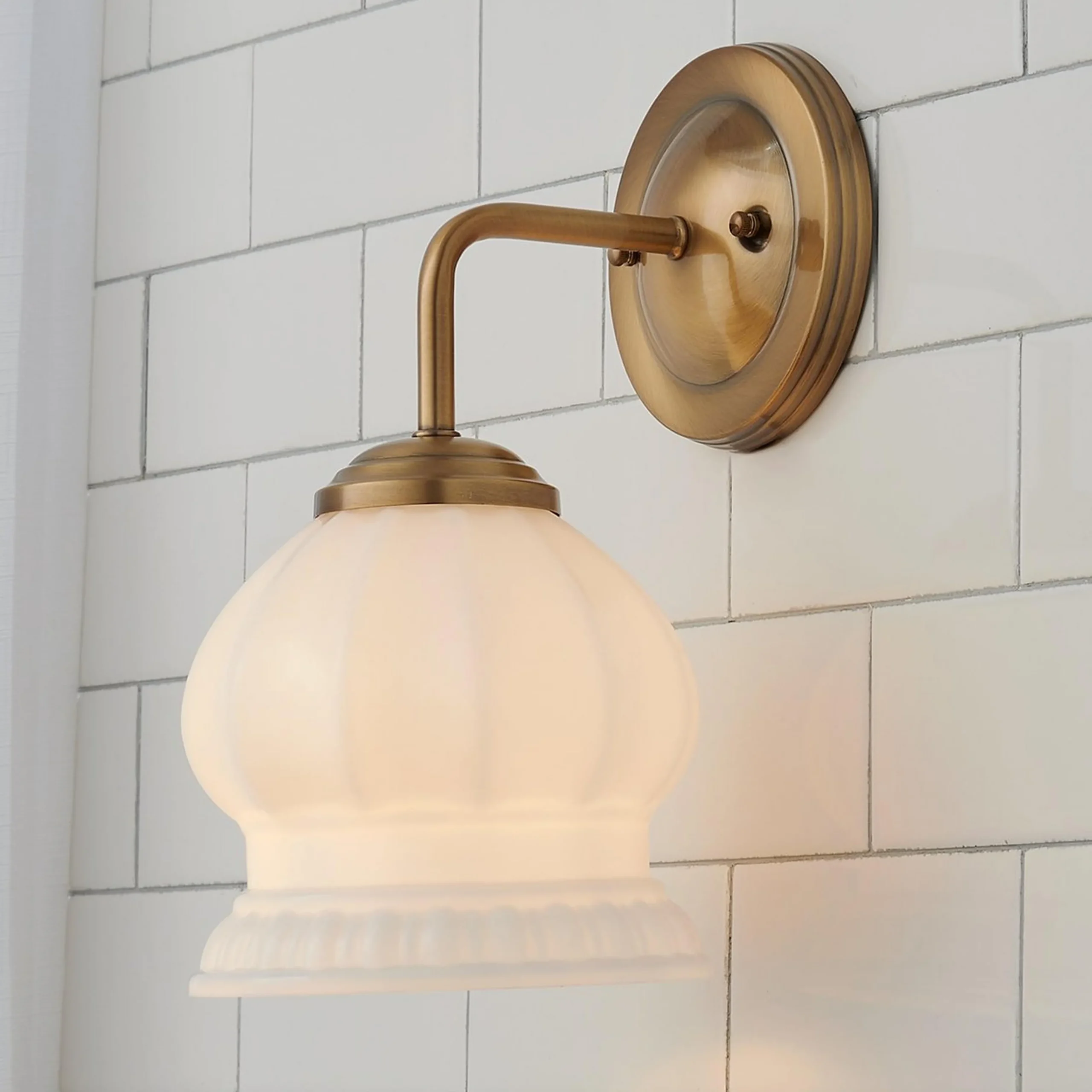 Chris Loves Julia Marlo Bath Sconce - Milk Glass
