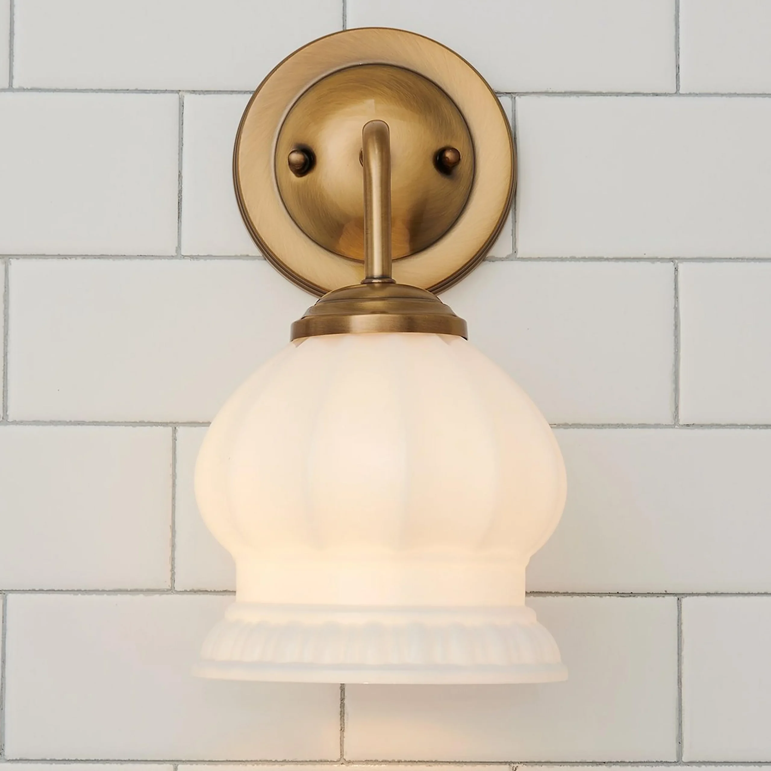 Chris Loves Julia Marlo Bath Sconce - Milk Glass