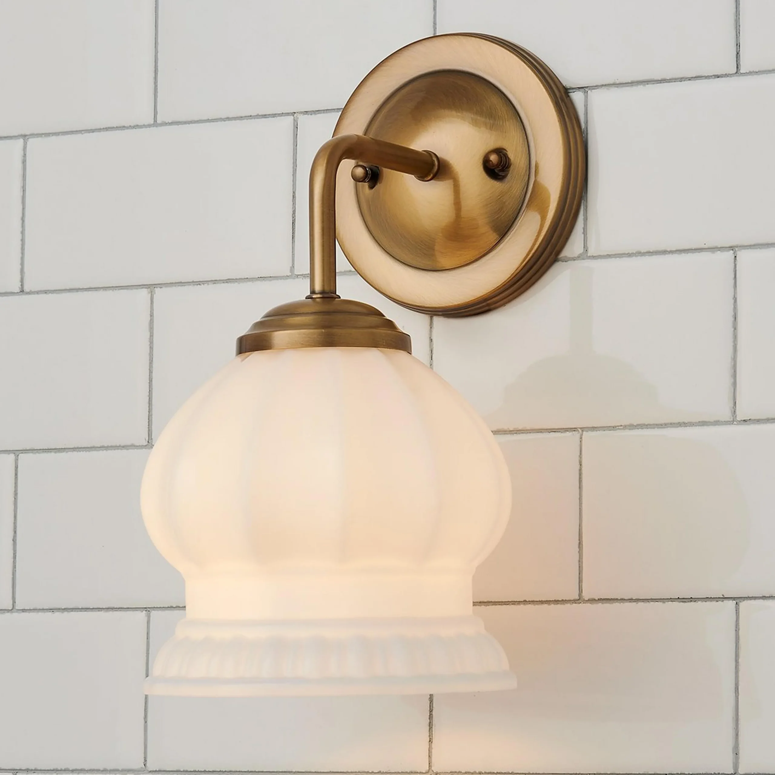 Chris Loves Julia Marlo Bath Sconce - Milk Glass