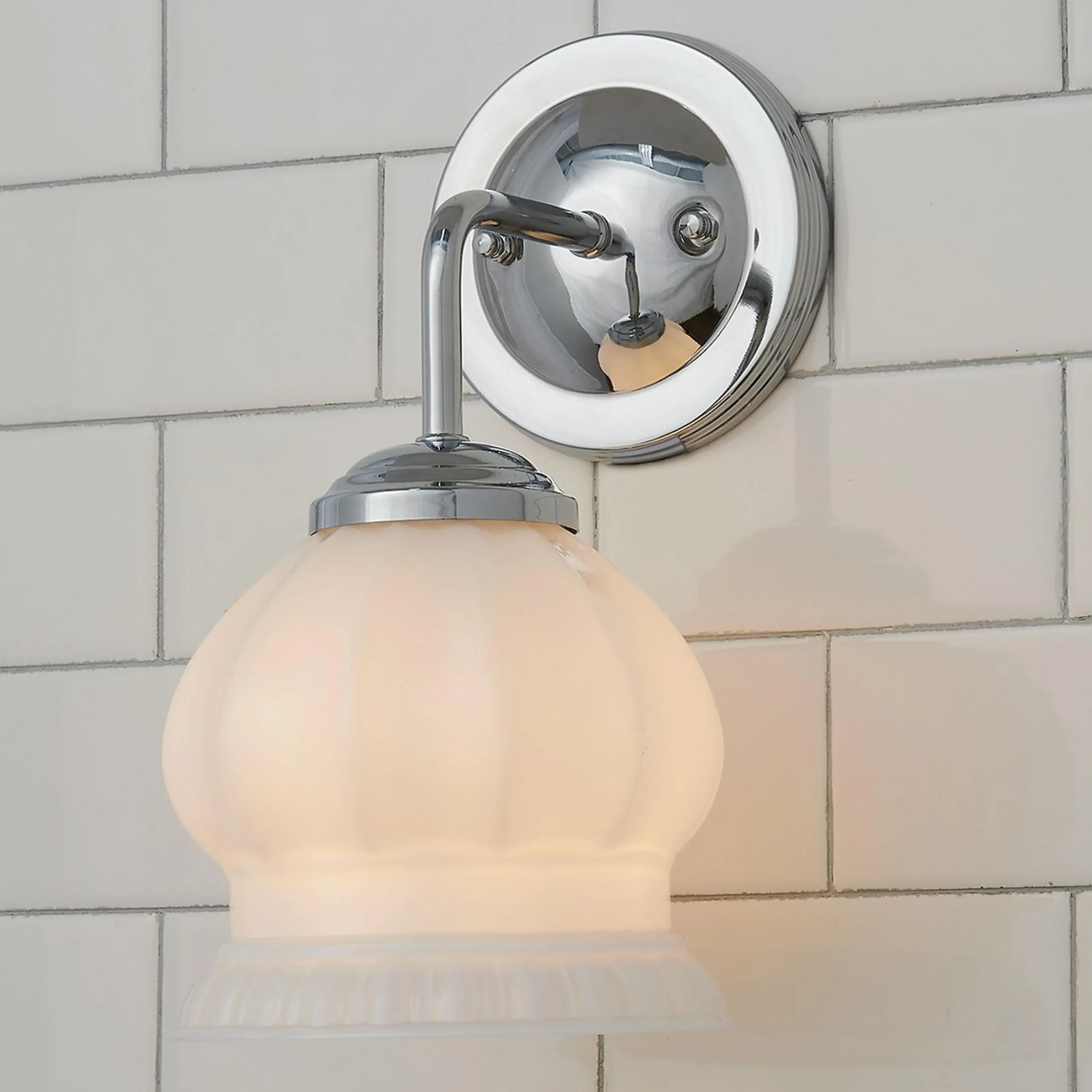 Chris Loves Julia Marlo Bath Sconce - Milk Glass