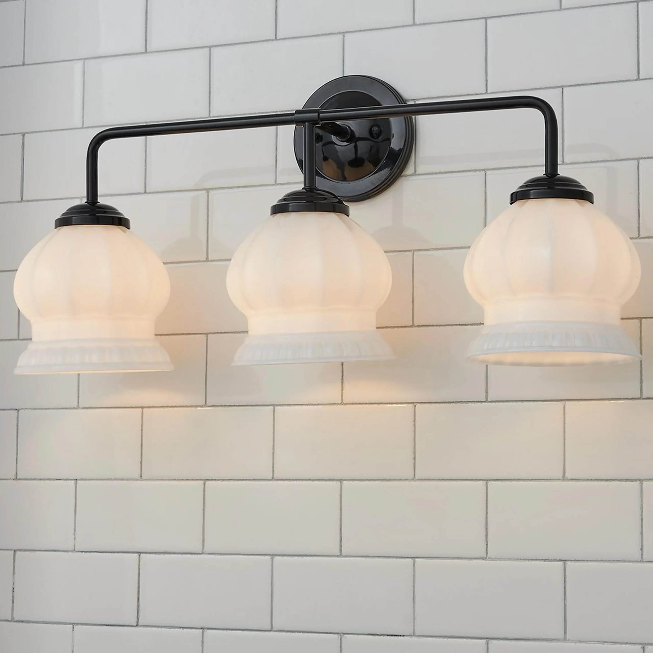 Chris Loves Julia Marlo Vanity Light - 3 Light - Milk Glass