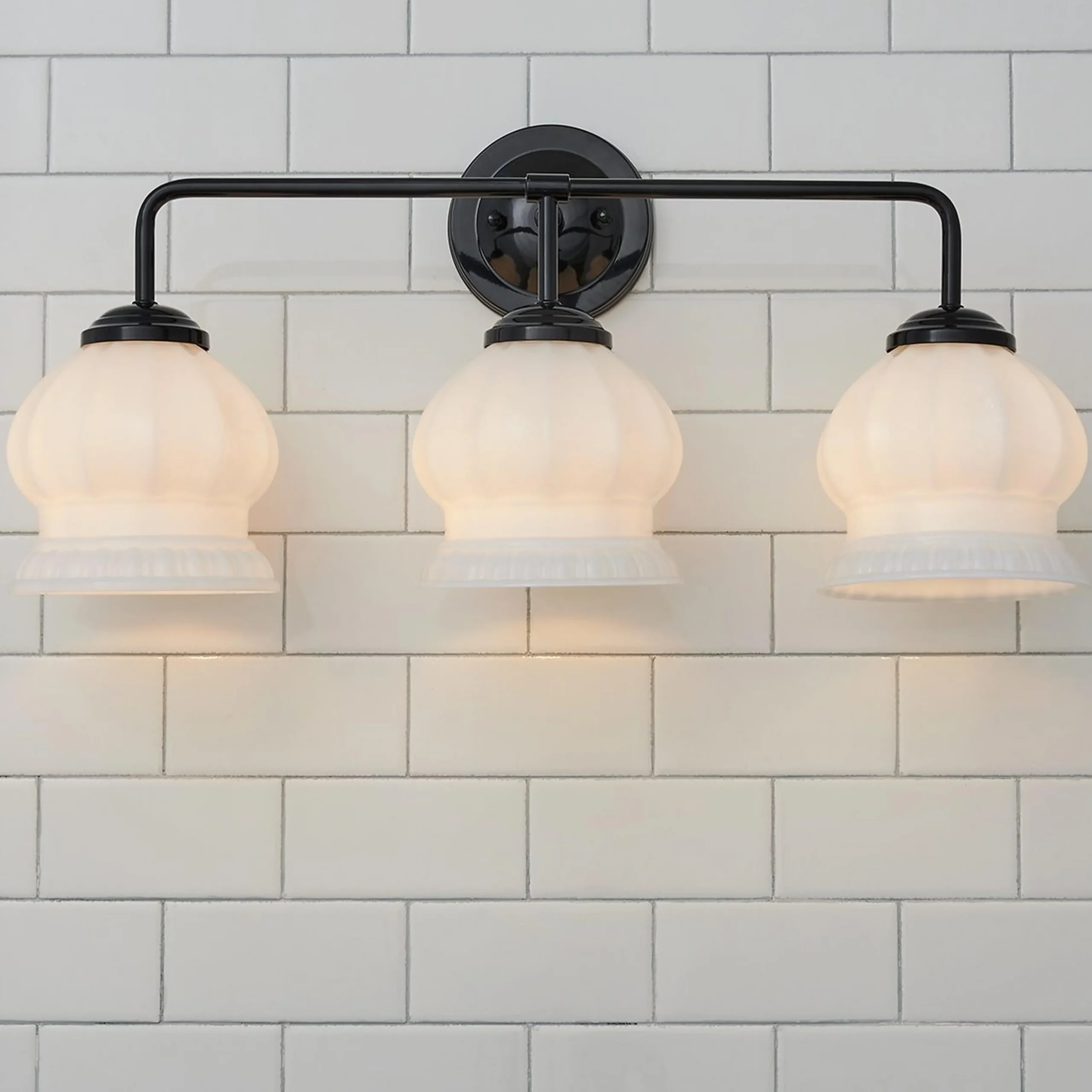 Chris Loves Julia Marlo Vanity Light - 3 Light - Milk Glass