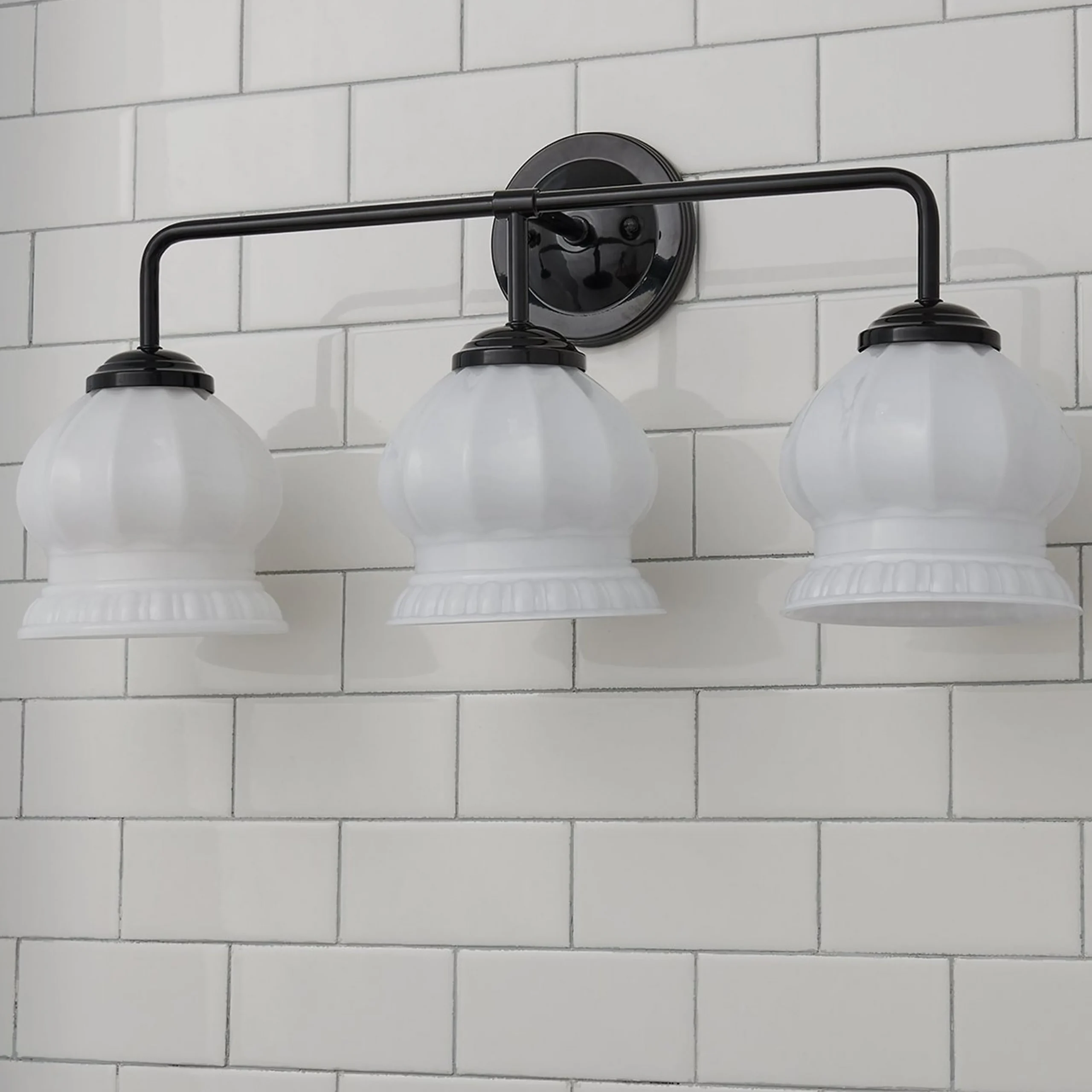 Chris Loves Julia Marlo Vanity Light - 3 Light - Milk Glass