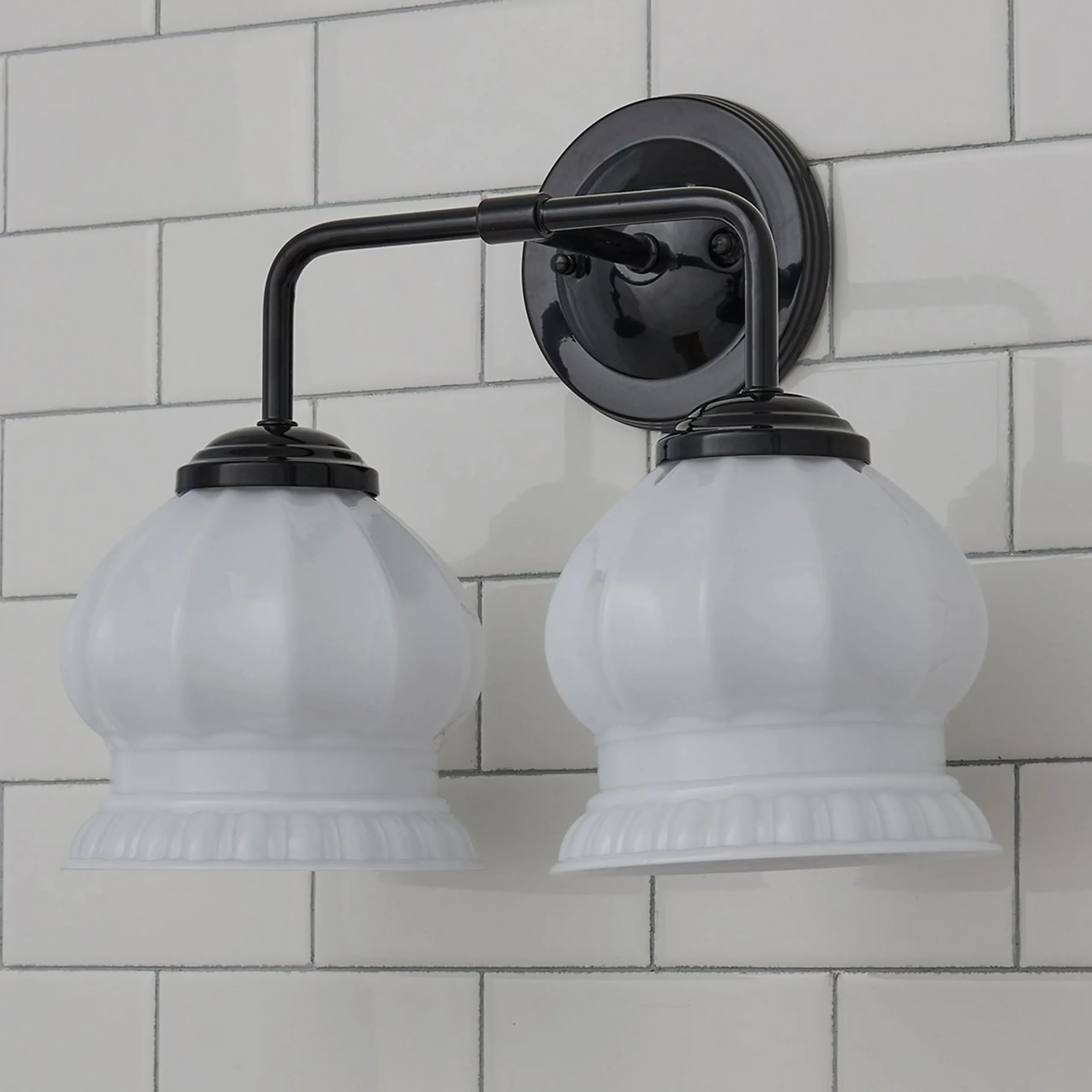 Chris Loves Julia Marlo Vanity Light - 2 Light - Milk Glass