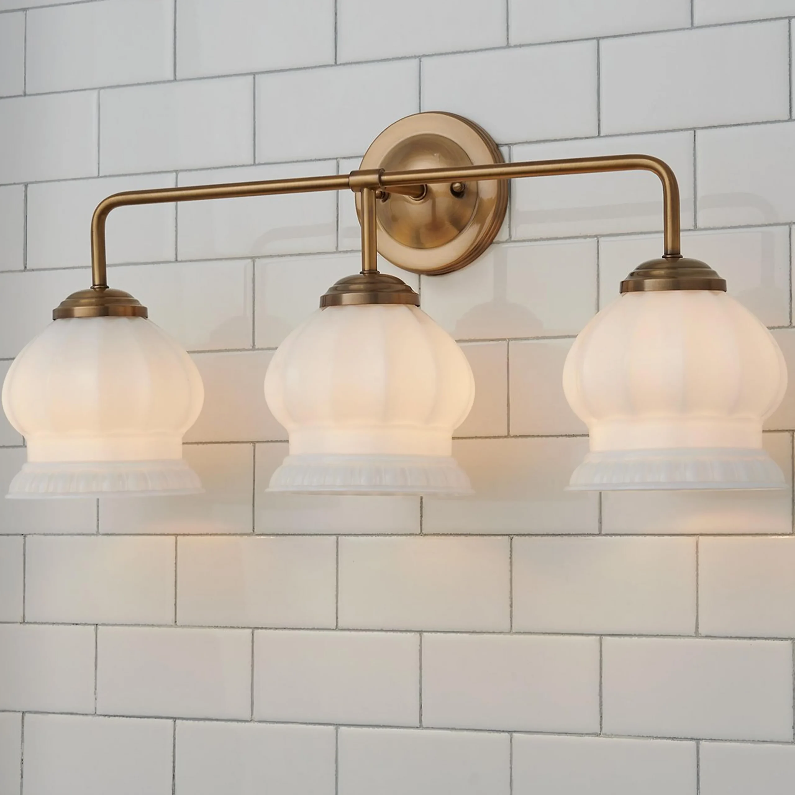 Chris Loves Julia Marlo Vanity Light - 3 Light - Milk Glass
