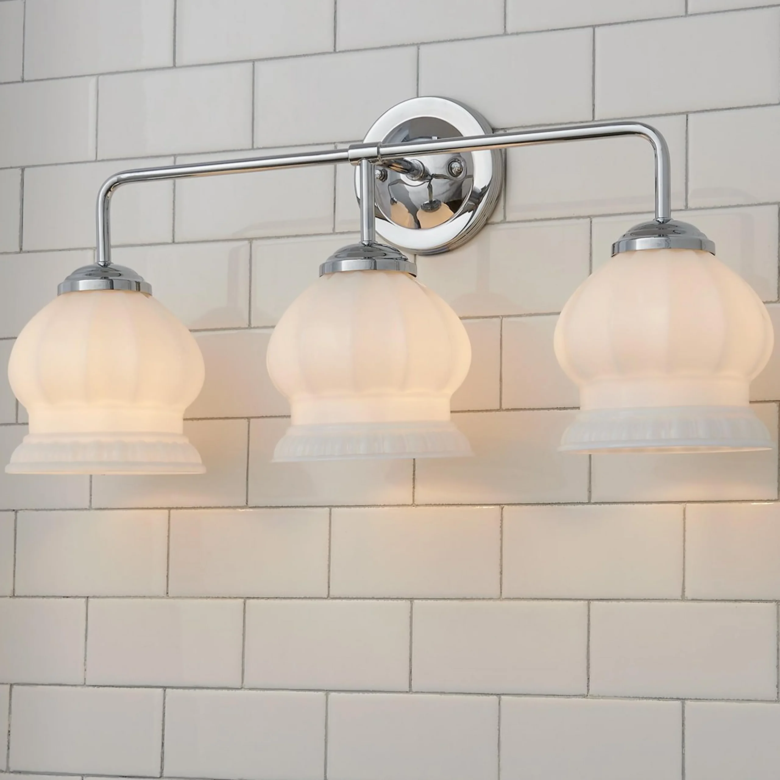 Chris Loves Julia Marlo Vanity Light - 3 Light - Milk Glass