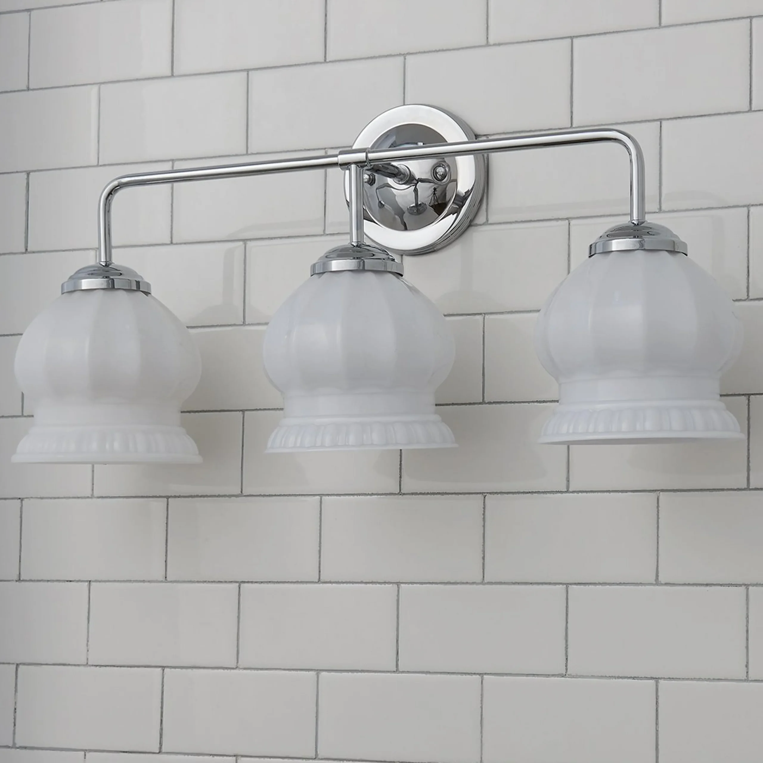 Chris Loves Julia Marlo Vanity Light - 3 Light - Milk Glass