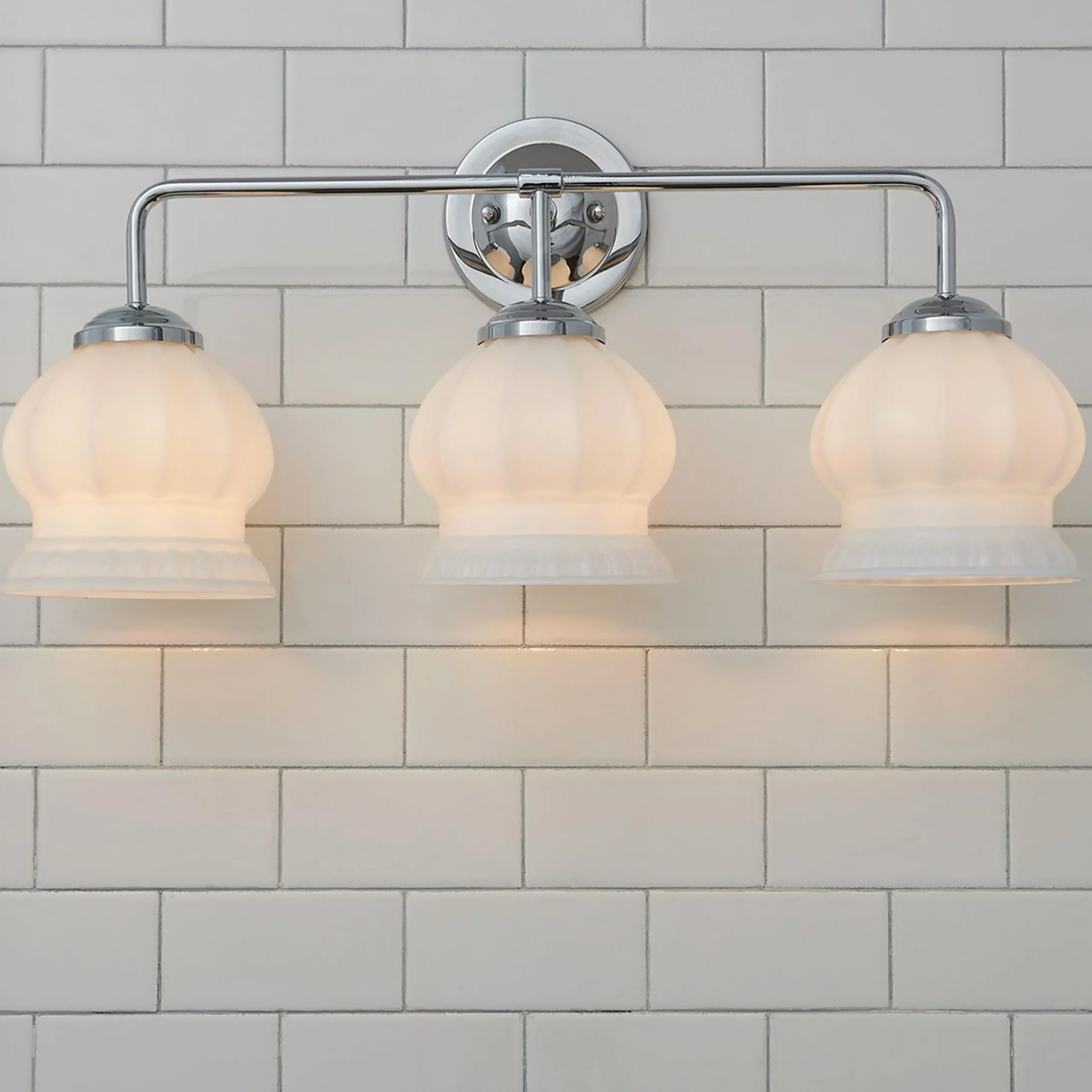 Chris Loves Julia Marlo Vanity Light - 3 Light - Milk Glass