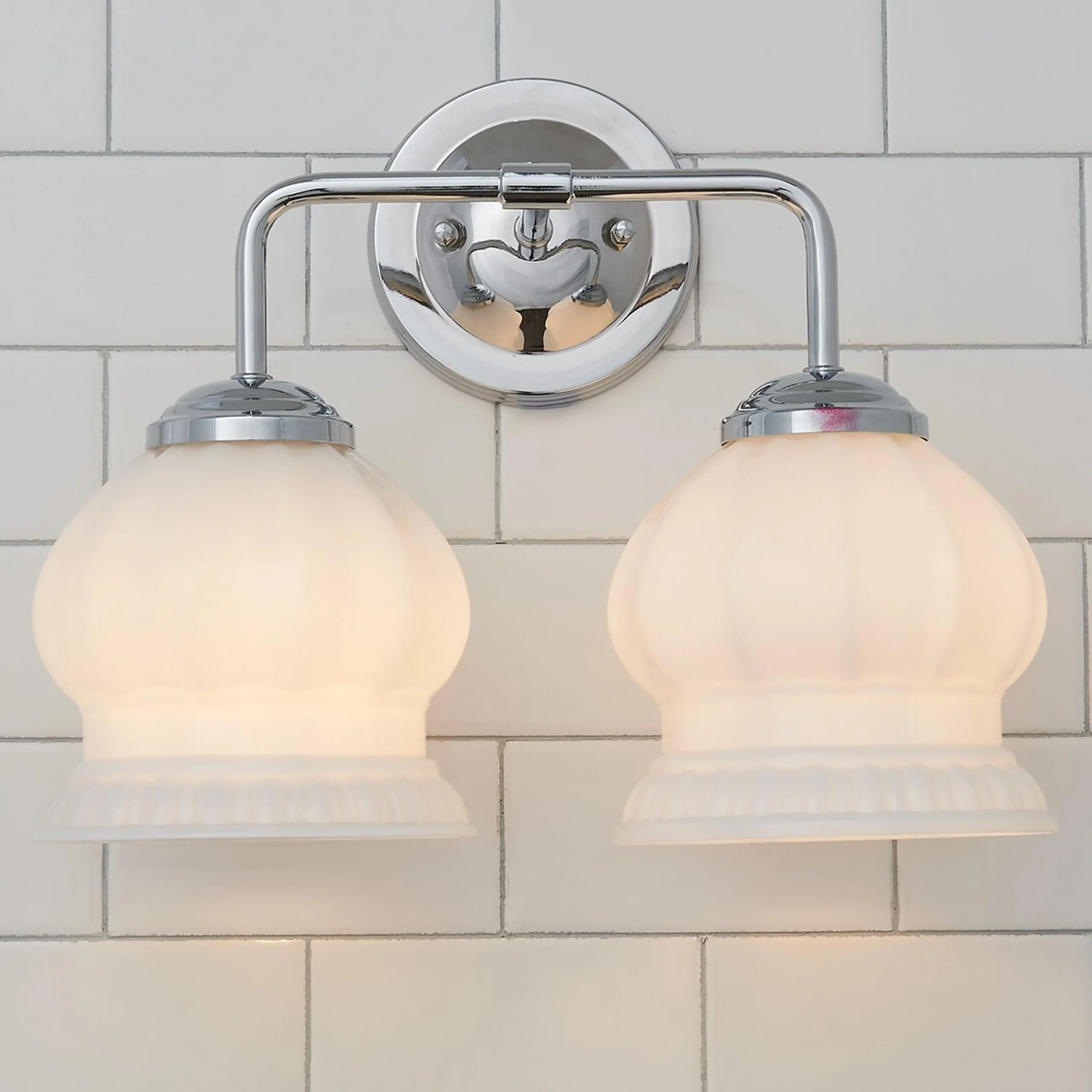 Chris Loves Julia Marlo Vanity Light - 2 Light - Milk Glass