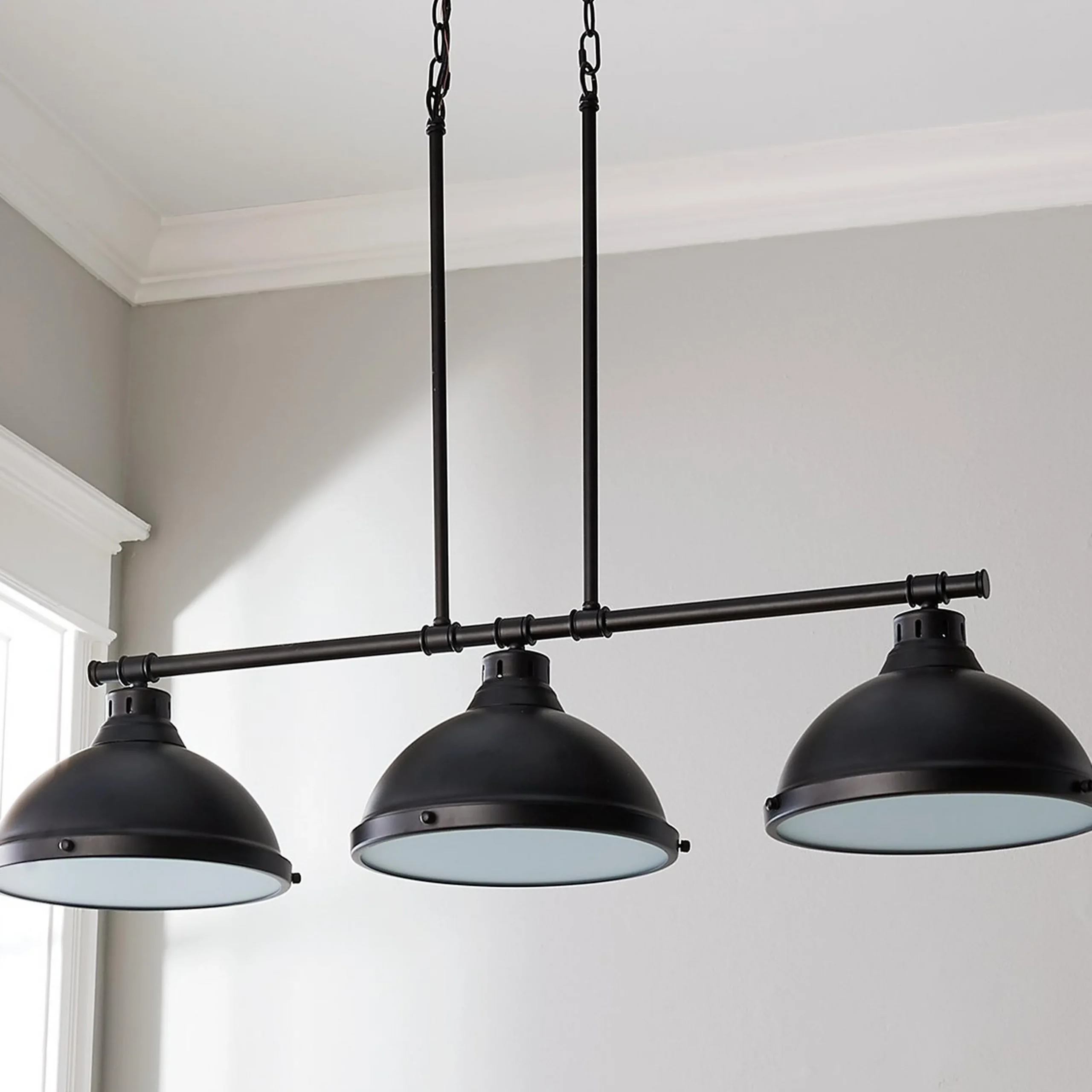 Classic Dome Metal Island Chandelier - 3 Light