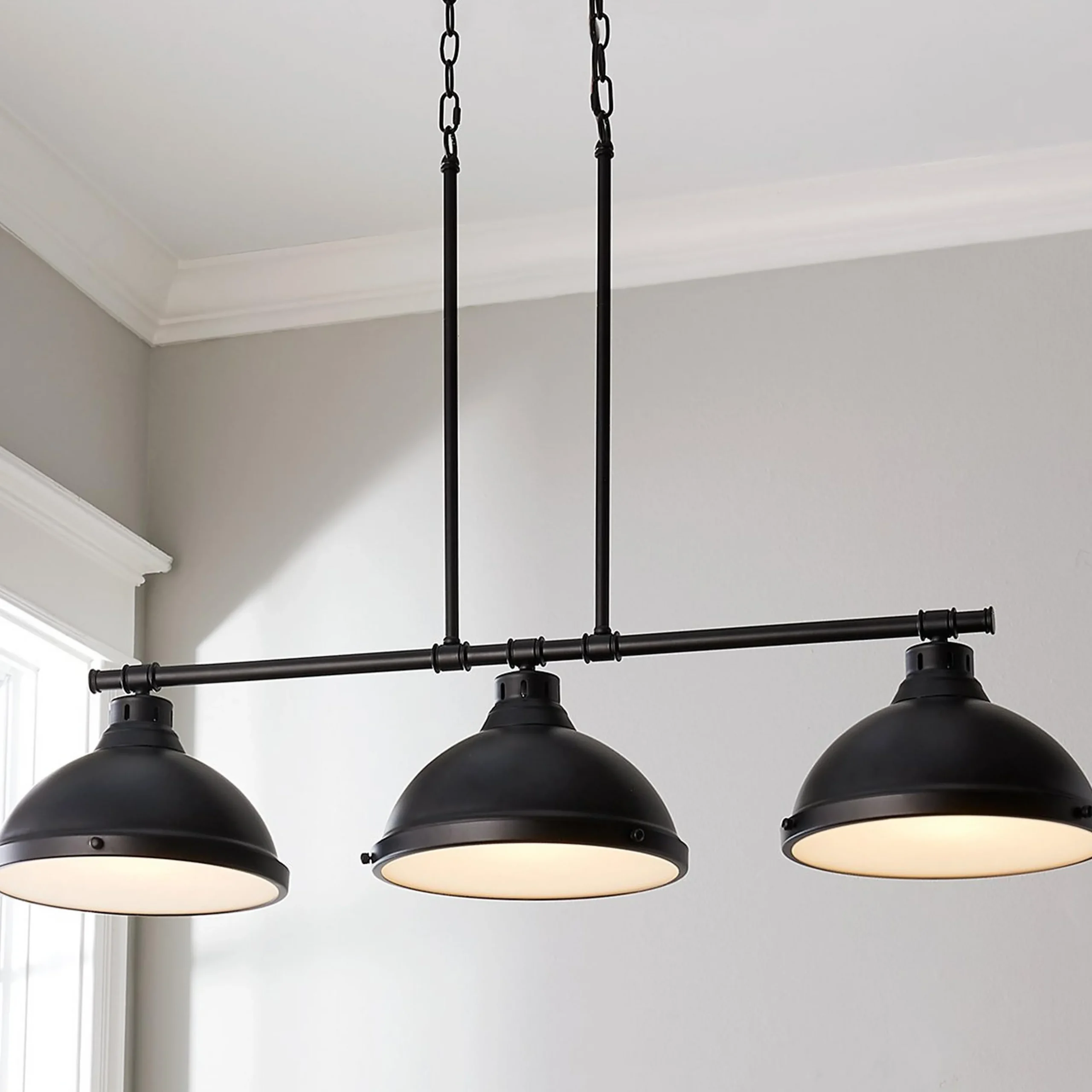 Classic Dome Metal Island Chandelier - 3 Light
