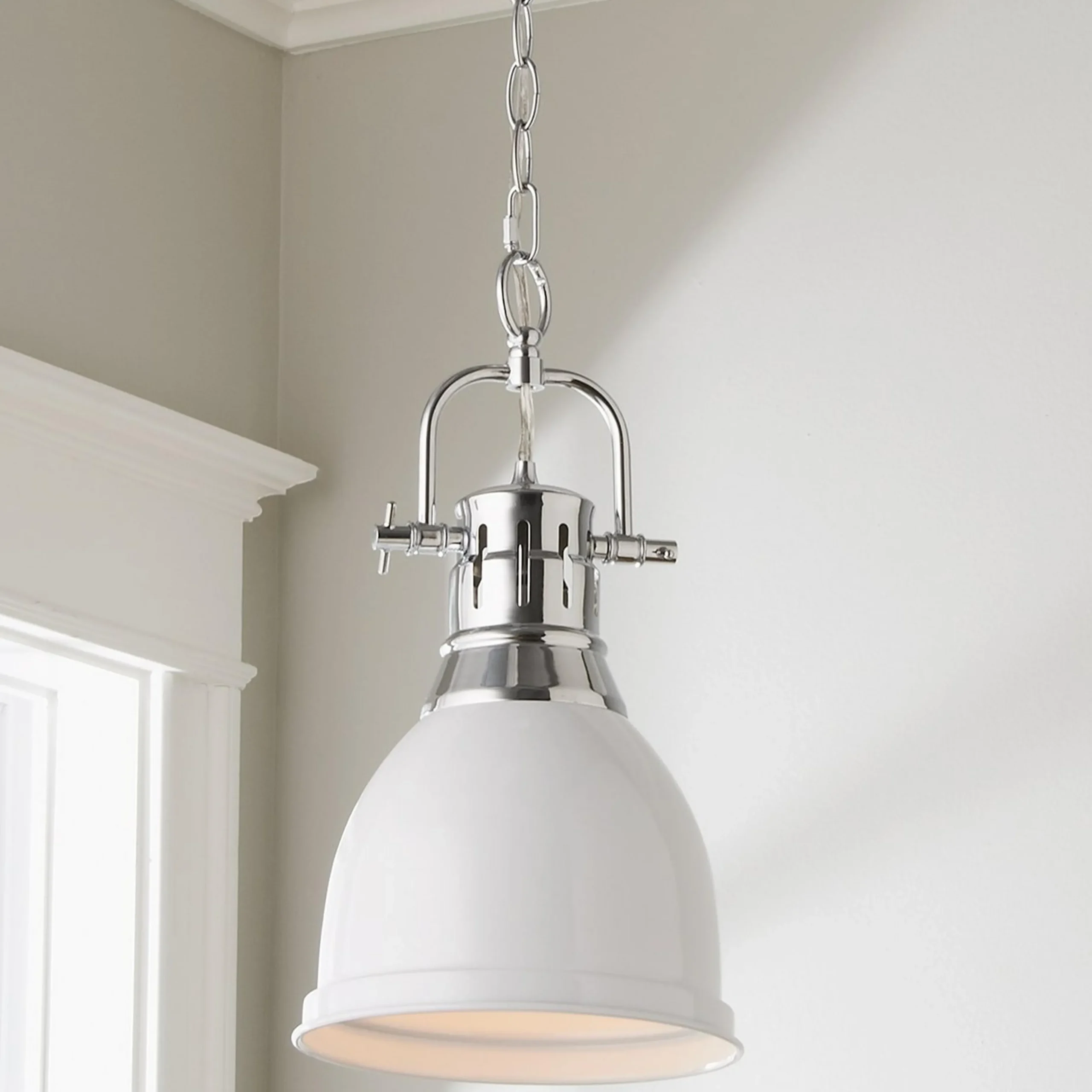 Classic Dome Shade Pendant Light with Chain - Small