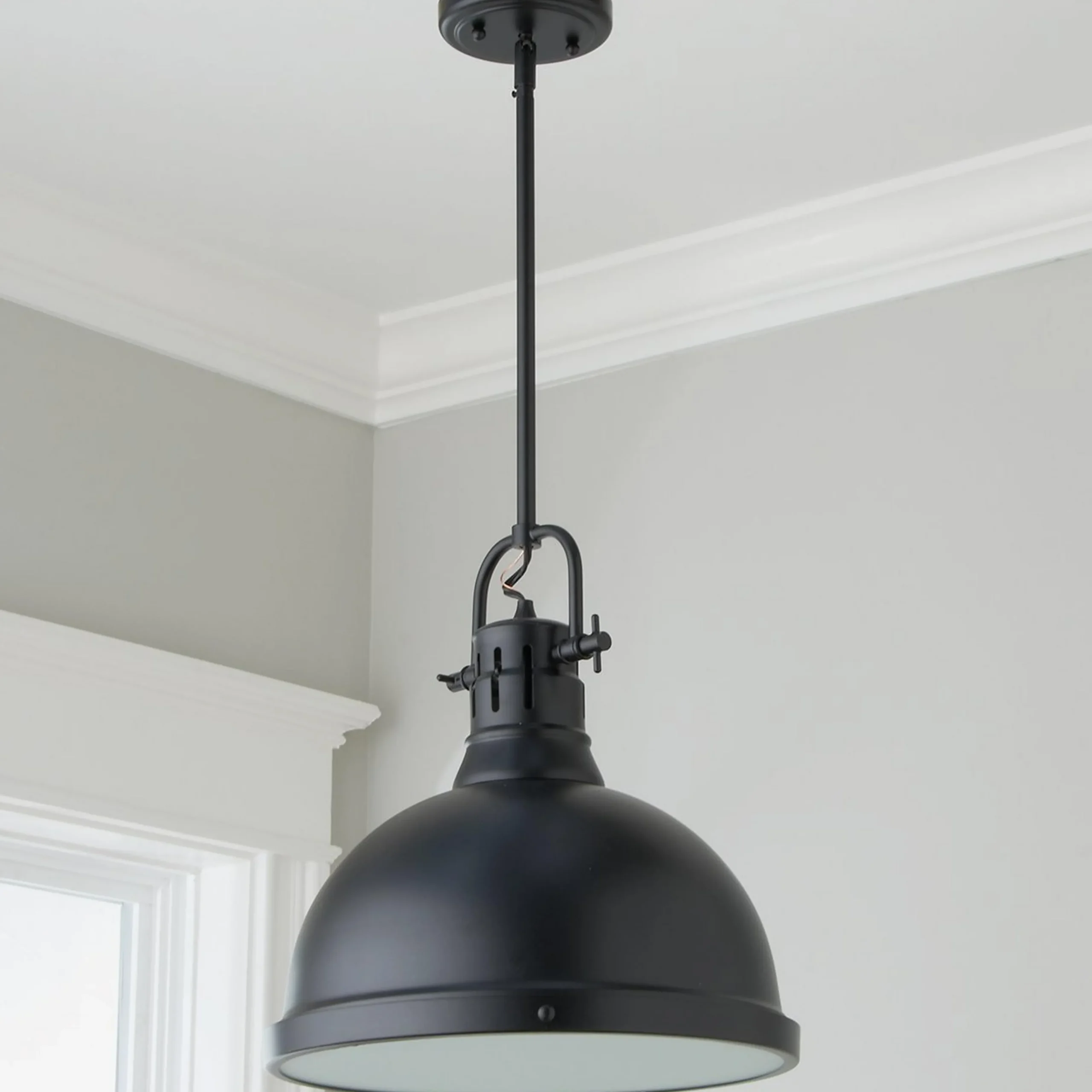 Classic Dome Shade Pendant Light with Rod - Large