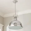 Classic Dome Shade Pendant Light with Rod - Large