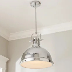 Classic Dome Shade Pendant Light with Rod - Large