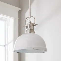 Classic Dome Shade Pendant Light with Rod - Large