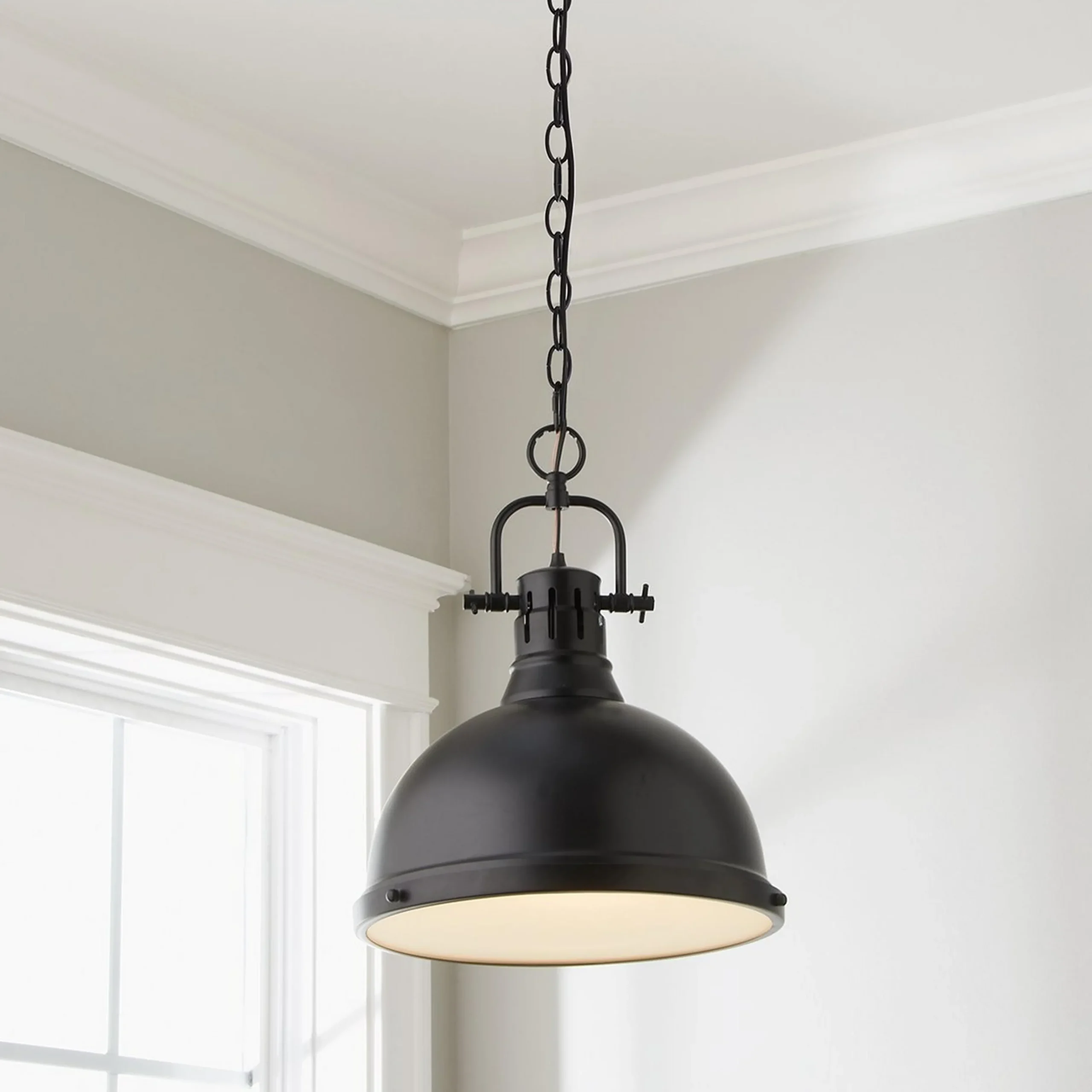 Classic Dome Shade Pendant Light with Chain - Large