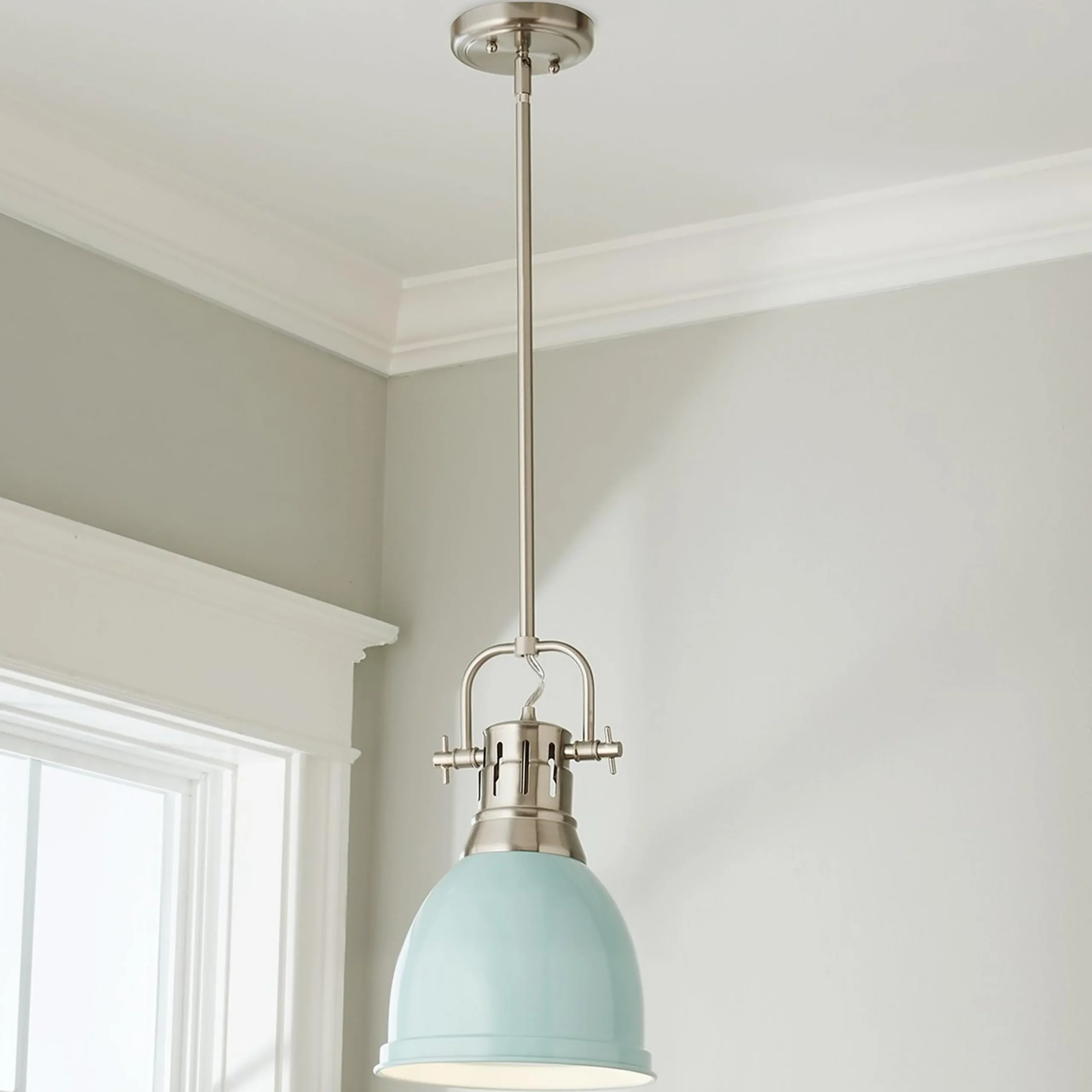 Classic Dome Shade Pendant Light with Rod - Small