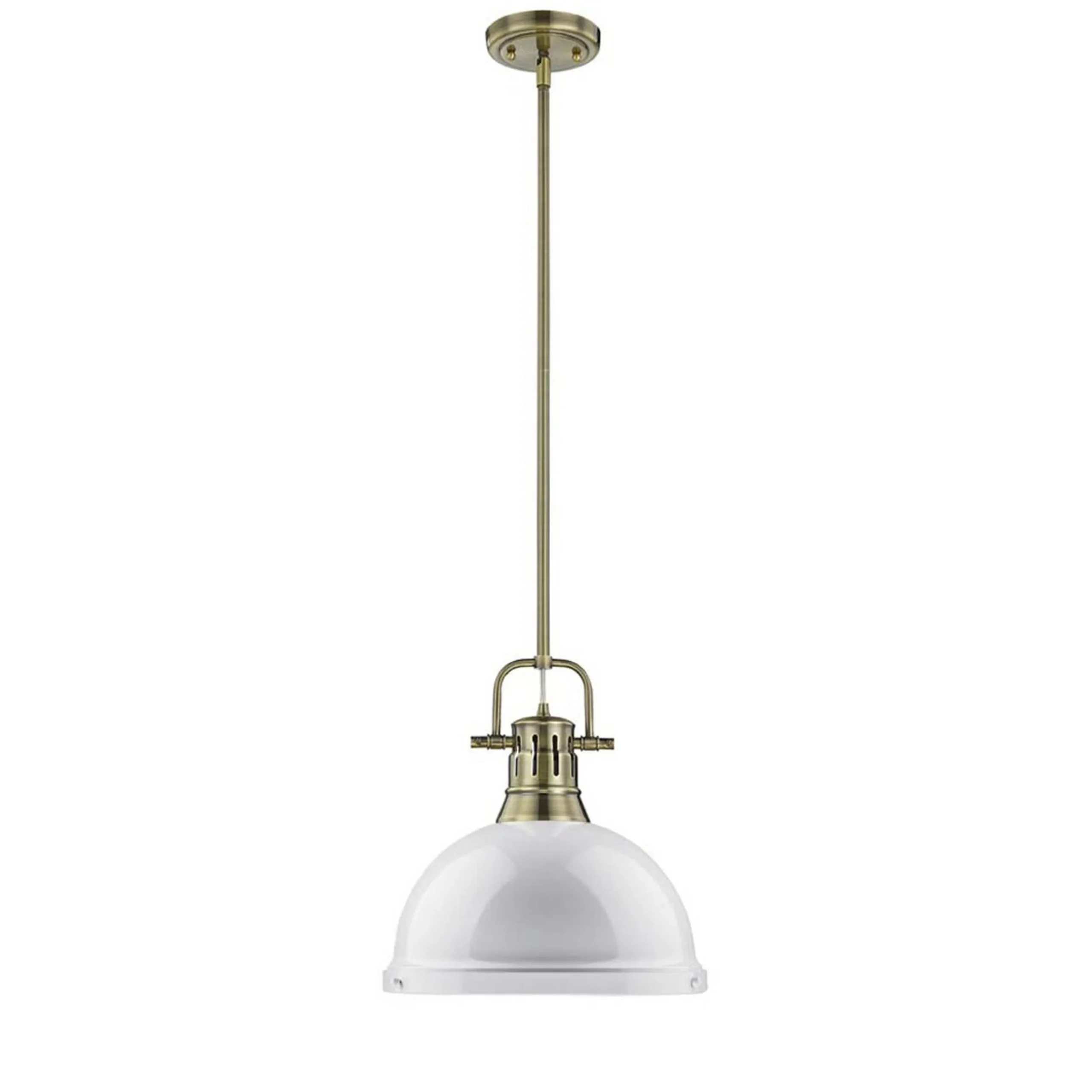 Classic Dome Shade Pendant Light with Rod - Large