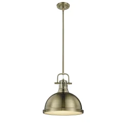 Classic Dome Shade Pendant Light with Rod - Large