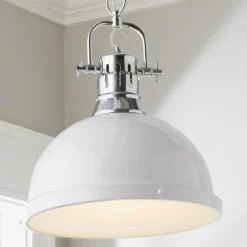 Classic Dome Shade Pendant Light with Chain - Large