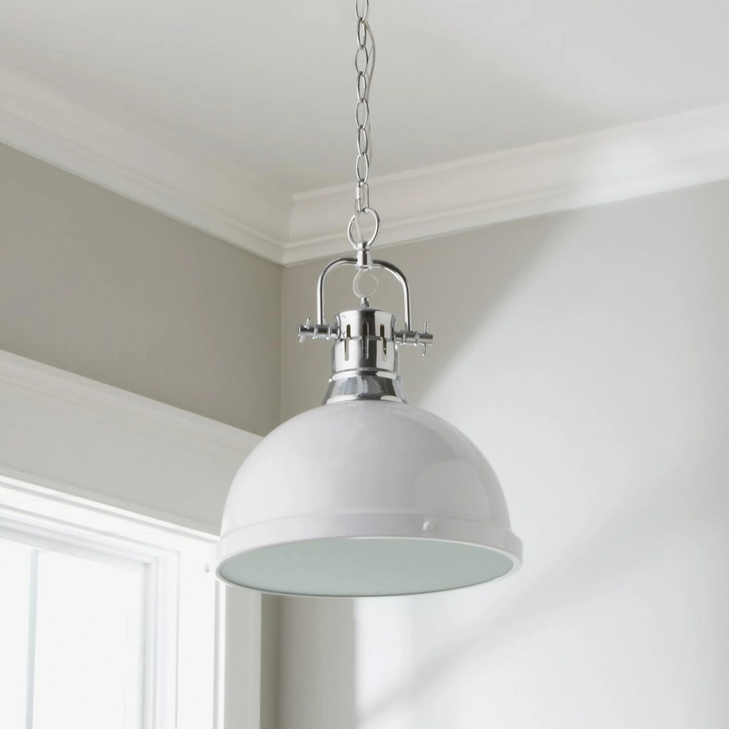 Classic Dome Shade Pendant Light with Chain - Large