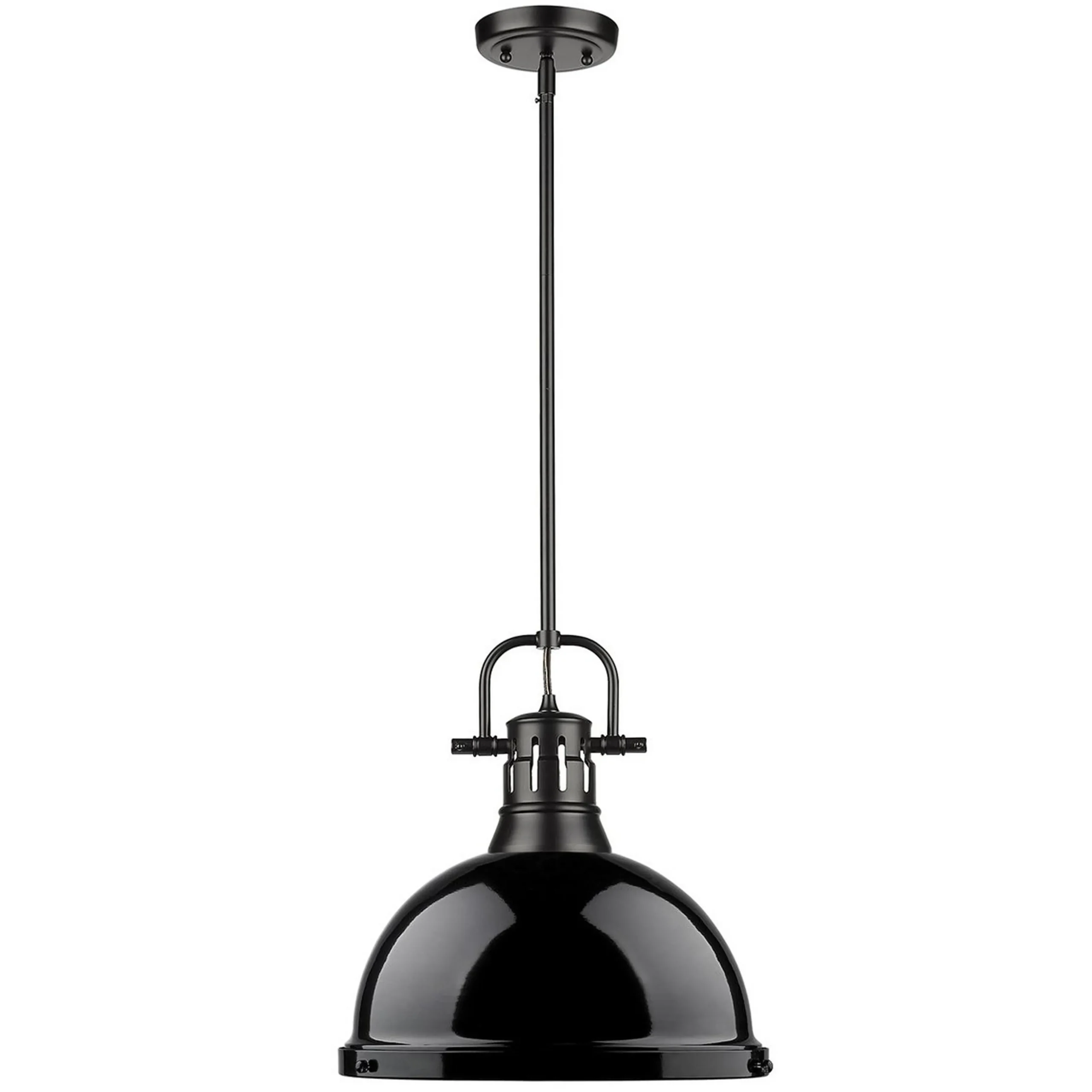 Classic Dome Shade Pendant Light with Rod - Large