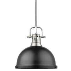 Classic Dome Shade Pendant Light with Rod - Large