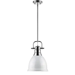 Classic Dome Shade Pendant Light with Rod - Small