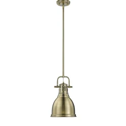 Classic Dome Shade Pendant Light with Rod - Small